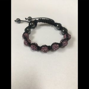Shamballa Purple Crystal Bead Bracelet
